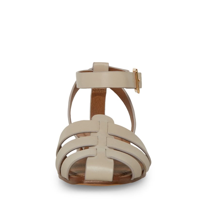 Sandalias Planas Steve Madden Media Cuero Mujer Beige | ES SB3064